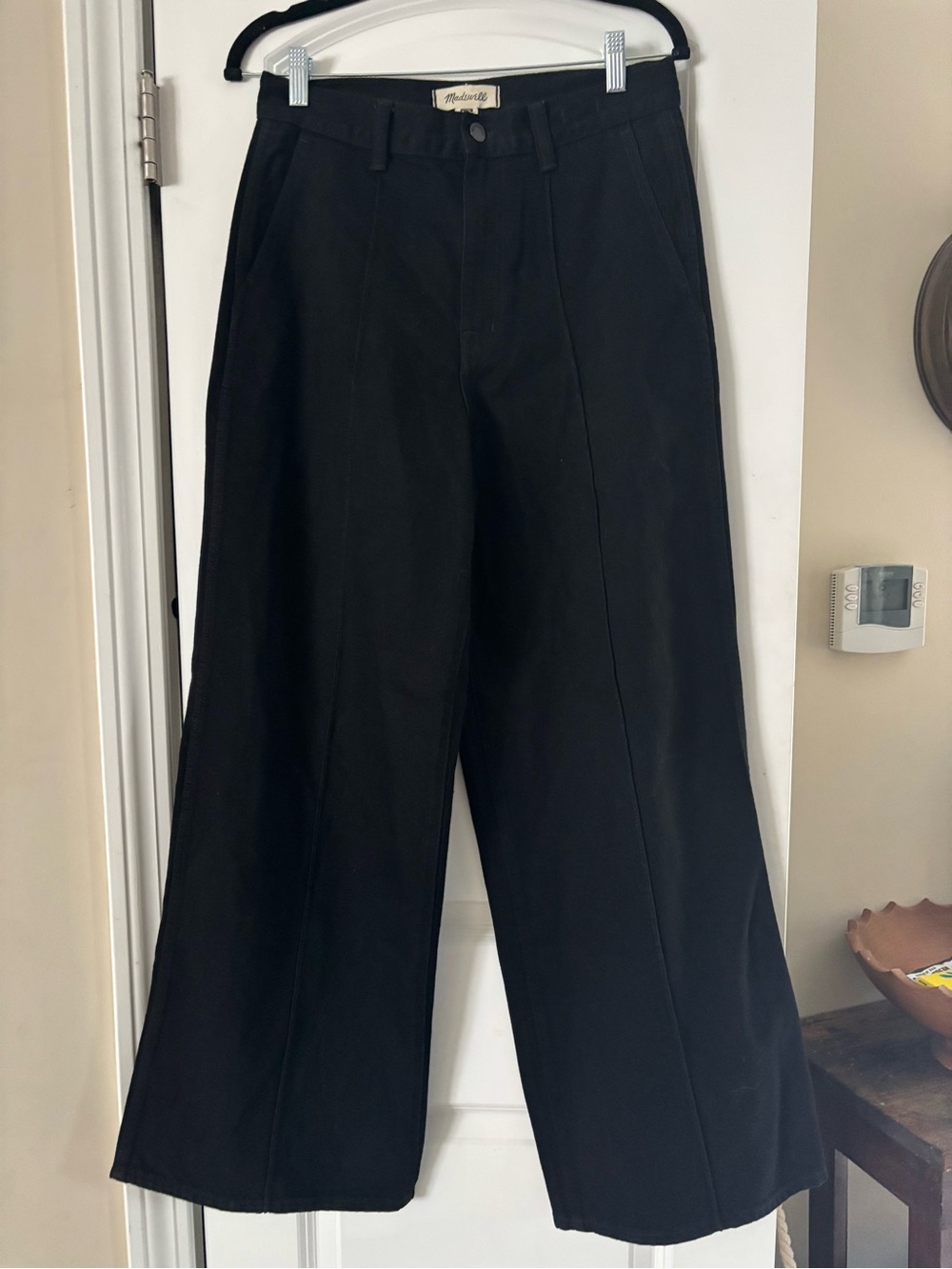 Madewell SuperWide Leg Black Jeans Trousers Pants Front Seams Pockets Roomy Sz 6
